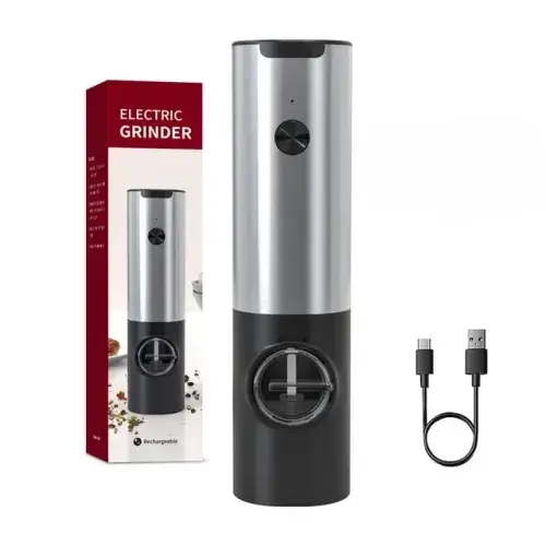 USB Rechargeable Electric Salt Grinder Set: Electric Pepper Mill with LED Light, Adjustable Coarseness - Essential Kitchen Tools