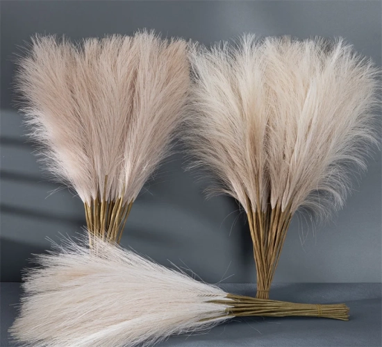 "Add a Touch of Boho Elegance with 55CM Fluffy Pampas Grass: Choose from 5, 10, or 20PCS for Simulated Wedding, Party, and Home Decoration with Artificial Flowers."