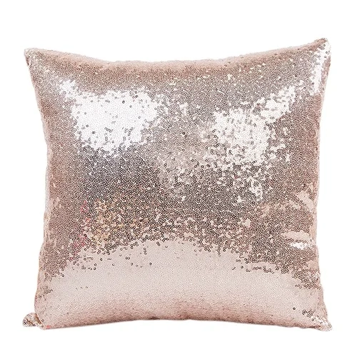 Shiny Sequin Pillowcase with Zipper: Rose Gold Throw Pillow Case, Cushion Cover for Wedding Party and Home Decor - Available in Sizes 30x50 and 40x40