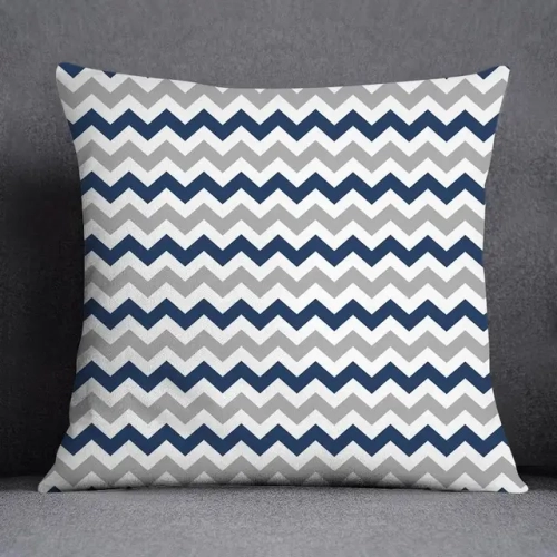 Geometric Pattern Polyester Cushion Cover (45x45cm) in Blue Grey: Upholstery Sofa Cushion Throw Pillow for Stylish Home Decor