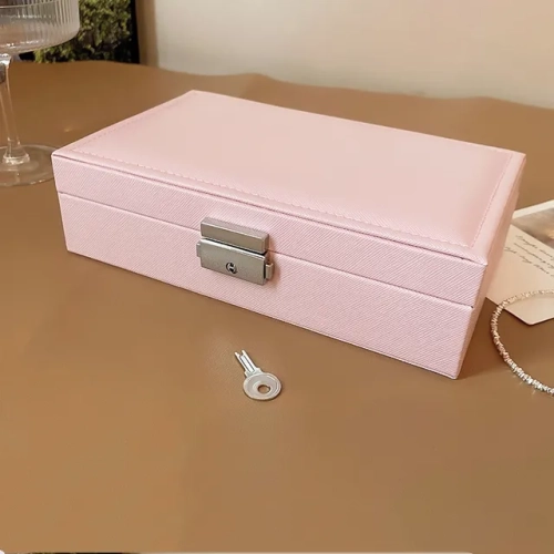 Portable and lockable jewelry box for travel, featuring high-end design and dustproof storage. Large capacity for earrings and other accessories.
