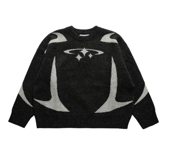 Retro Y2K Star Pattern Sweater for Autumn and Winter - Unisex Harajuku Aesthetic Clothes for a Fashionable Winter Wardrobe."