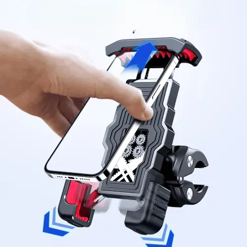 Motorcycle Bike Phone Holder Mount: Quick 15s One-Push Installation, 1s Automatic Lock & Release, Compatible with Phones 4.7"-7''."