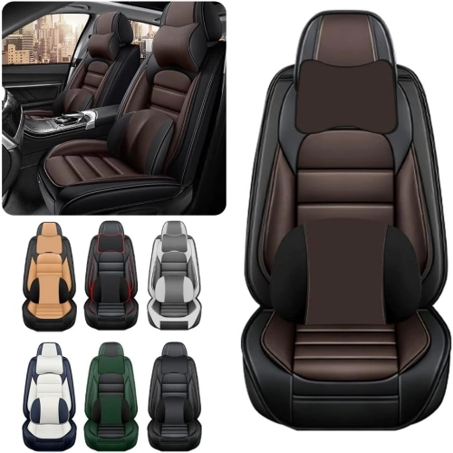 Waterproof and Breathable PU Leather Car Seat Covers with Storage Pockets: Designed to Fit and Protect, Compatible with 95% of Vehicles