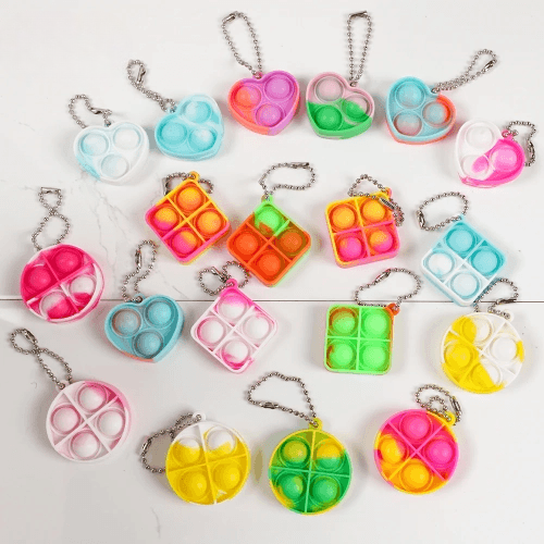 20Pcs Mini Pop Keychain Toddler Sensory Fidget Toys - Bulk Pack for Classroom Prizes, Kids' Birthday Party Favors, and Goodie Bag Stuffers.