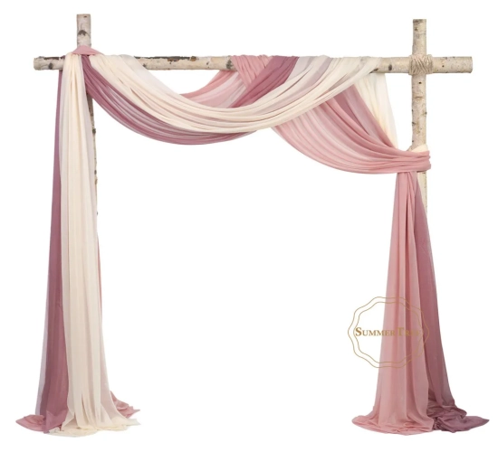 Sheer Elegance: 10 Meters of Wedding Arch Drape Fabric—Chiffon Tulle Curtain for Draping Backdrops, Party Supplies, Home Drapery, and Ceremony Decoration