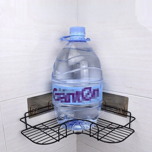 Wall-mounted metal shelf for bathroom storage, no punching required. Ideal for shampoo, cosmetics, and condiments.