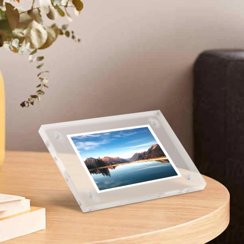 Desktop Ornament: Magnetic Acrylic Photo Frame and Photocard Holder for Displaying Pictures and Posters, Safeguarding Your Office Aesthetic.