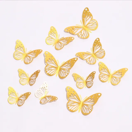 Set of 2 3D Wall Stickers: Hollow Butterfly Design for Kids' Rooms, Home Wall Decor. These DIY Mariposas Fridge Stickers add a whimsical touch to room decoration.