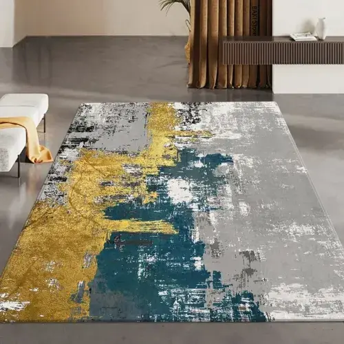 Modern Abstract Floor Mat: Custom Large Rug for Living Room, Aesthetic Carpet for Room Decoration, and Bathroom Use