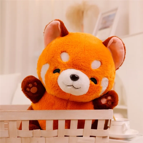 Plush Stuffed Anime Figure Doll: Red Panda with Fluffy Hair - Adorable Raccoon Animals Hug Throw Pillow for Kids