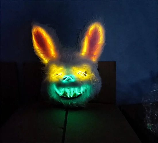 LED Rabbit Mask with EL Wire for Carnival - Glowing Bunny Masquerade Mask Perfect for Halloween, Birthday, Wedding, Party, and Cosplay Props
