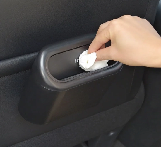 1L Car Interior Storage Case: Mini Tray Trash Bin with Push Can Design, Door Seat Clip Stand Holder for Automotive Accessories, Convenient Dustbin Garbage Box."
