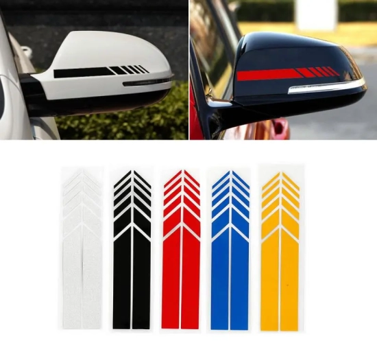 1 Set of Non-Fading Car Stickers: Fashionable Color Stripe Racing Strips for Side and Rear View Mirror Decor
