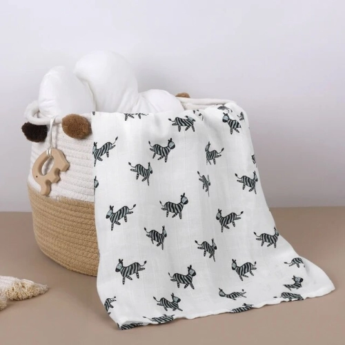 Bamboo Cotton Baby Swaddle Soft Muslin Blanket for Newborns, Ideal for Girls & Boys. Also Functions as a Baby Bath Towel and Cute Bibs for Infants
