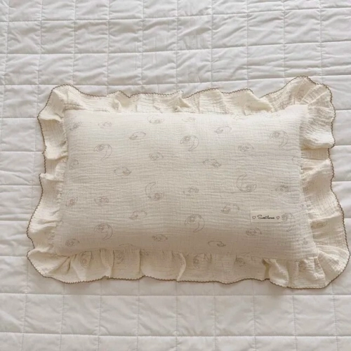 Cotton Muslin Baby Pillowcase with Floral Print: Soft Pillow Cover for Newborns, Available in Sizes 30x50cm and 48x74cm