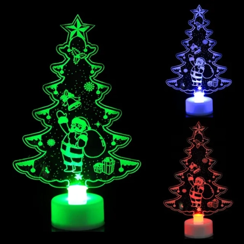 LED Christmas Decorative Night Lights: Santa Claus, Snowman, Xmas Tree with Colorful Flashing Lights – Festive Christmas Ornament for New Year's Decor"