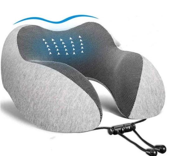 Soft U-Shaped Memory Foam Neck Pillow: Travel Pillow with Massage Function for Neck Support, Ideal for Sleeping on Airplanes, Providing Cervical Healthcare in Bedding.