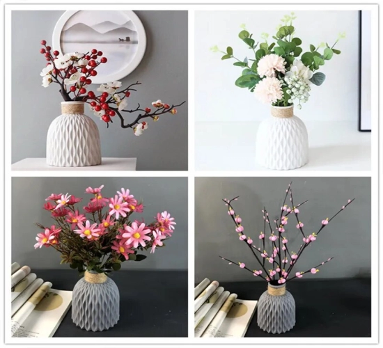 Modern European Decorative Ceramic Vase for Room Decor and Flower Arrangements. Home Ornaments in Basket Style