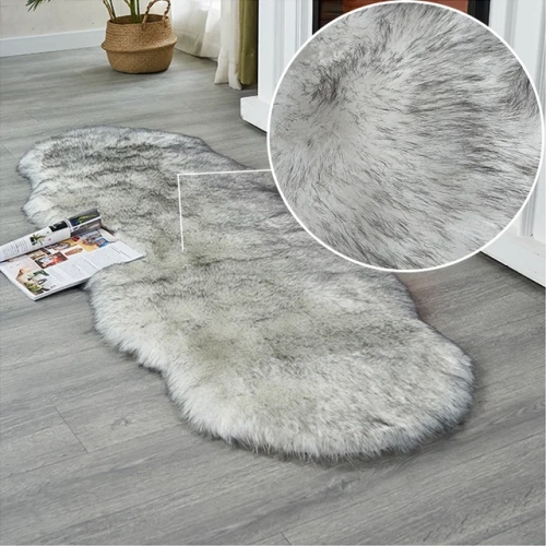 Soft Irregular Rugs for Bedroom: Plush Floor Mats made of Faux Fur Wool, perfect for Living Room Lounge. These Fluffy Bedside Rugs also work well as Sofa Cushions.