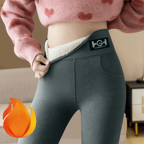 Women's Winter Leggings with Thicken Lamb Cashmere, High Waist, Butt Lift, and Stretchy Fabric - Stay Warm and Stylish on Winter Walks with Convenient Pockets."