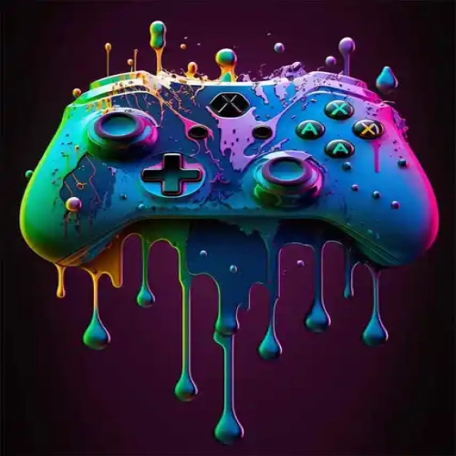 Vibrant Game Controller Art: Colorful Wall Poster Prints with a Nordic Aesthetic - Canvas Painting for Gaming Enthusiasts, Perfect for Boy's Room and Home Decoration"