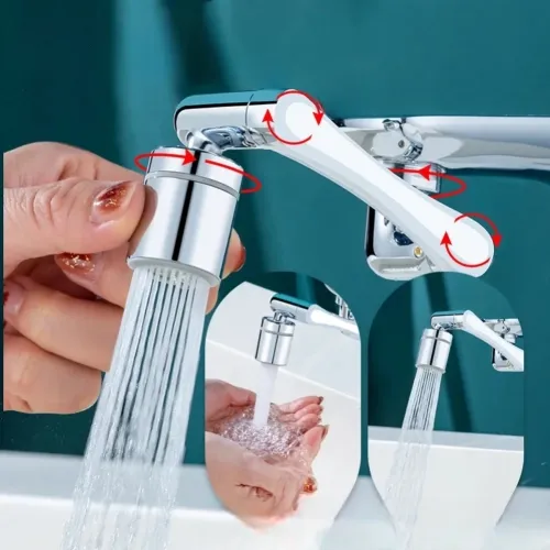 "Universal Heavy Metal 1080° Rotation Faucet Sprayer Head: Kitchen Washbasin Extension with Bubbler, Sink Tap Splash Nozzle"
