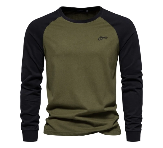 Men's T-Shirts: 100% Cotton, Long Sleeve, O-Neck, Patchwork Design - Casual and Stylish T-Shirts for Men. Perfect for the New Spring Season as Designer Tees in Men's Clothing.