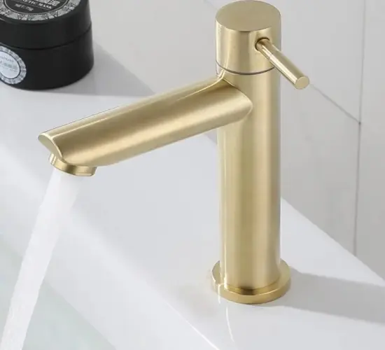 BAOKEMO 304 Stainless Steel 1/2-Inch Basin Faucet with Single Cold Water Control, Available in Gold, Black, and Silver, Deck Mounted for Basin Sink