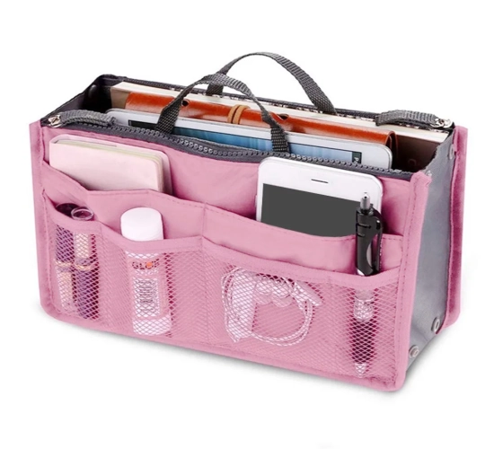 Women's Travel Cosmetic Bag: Nylon, Large, Foldable Handbag for Makeup – Convenient Organizer Container for Ladies' Clutch and Purse.