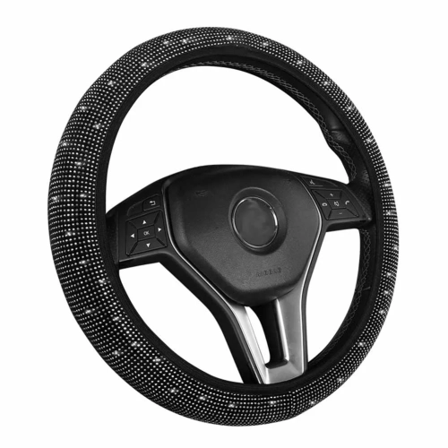 Car Rhinestones Steering Wheel Cover with Crystal Diamond Sparkling: Car SUV Steering Wheel Protector designed to fit 14.5-15 Inch Vehicles
