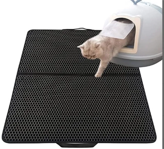 Elevate your cat's space with a Double Layer Waterproof Litter Mat. It's non-slip, washable, and includes a bonus gift for a clean and cozy cat area.