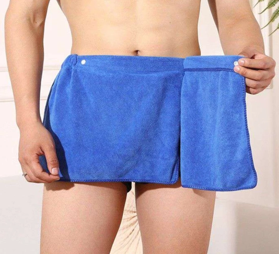 Men's Soft Side Open Pajamas Towel - Sexy Shorts Bathrobe made from Thick and Soft Towel Fabric, Ideal for Swimming, Beach, Shower, and Comfortable Adult Pajamas.