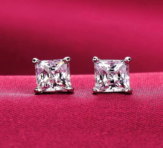Trending 925 Silver Needle Earrings for Women - Natural Clear Zircon Piercing Studs, Ideal for Wedding Ears and Christmas Gift Jewelry