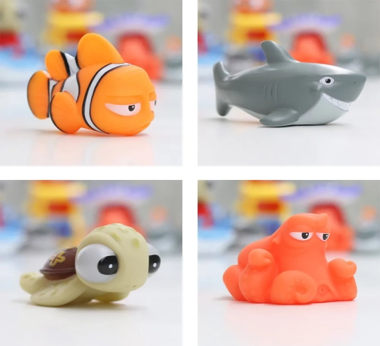 Finding Nemo Dory Bath Toys Float, Spray, Squeeze Fun with Soft Rubber Animals for Children's Bath Time.