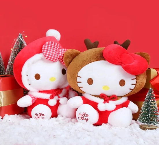 Sanrio Kawaii Hello Kitty Stuffed Toys - Adorable Cartoon Characters for Holiday Decorations, Birthday, and Christmas Day Gifts