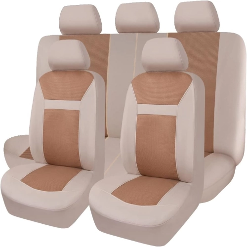 Universal Full Set Car Seat Covers - Suitable for Most Cars, Trucks, SUVs, and Vans. Comfortable, Airbag Compatible with Jacquard Design.