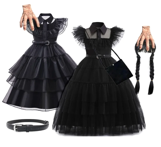 Wednesday Addams Costume for Girls 2023 - New Vestidos for Kids, Perfect for Carnival, Easter, and Halloween Parties, Suitable for Ages 3-12