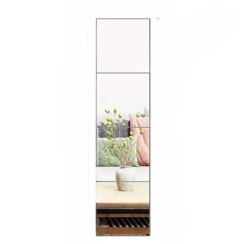 Set of 4 Flexible Thicken 3D Self-adhesive Mirror Stickers: DIY art mirrors made of acrylic for door, wardrobe, bathroom, and home decorations.