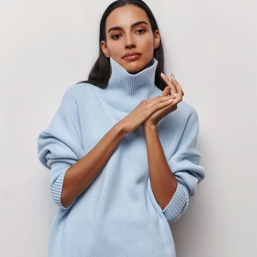 Wixra 2023 Autumn/Winter Women's Sweater: Basic turtleneck, oversize pullover, knitted style—a cozy jumper for women.