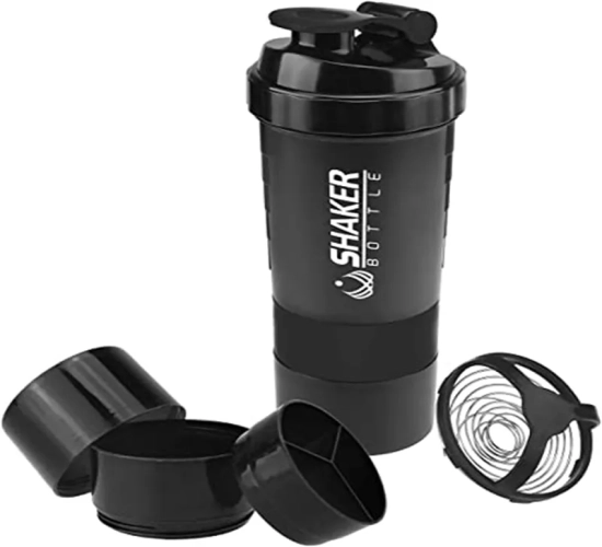 500ml protein shaker with powder storage, mixer cup, and wire whisk balls. Perfect for gym, sports, and on-the-go hydration.