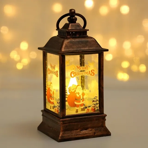 Charming Christmas Wind Lamp Candlestick: Nighttime Illumination with Old Man and Snowman Decor, Perfect Desktop Ornaments for Festive Decorations