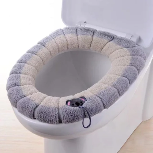 Winter-Warm Toilet Seat Cover with Handle: Thicker, Soft, Washable Cushion for a Cozy Closestool Experience - Bathroom Warmer Accessories