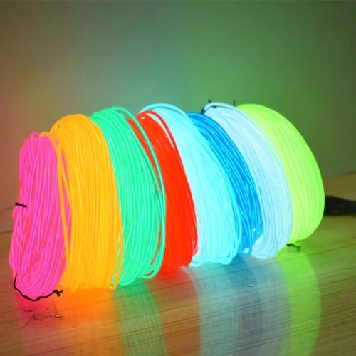 EL Wire Cable - Glow LED Neon for DIY Costumes, Christmas Dance Parties, Luminous Car Light Decorations, Clothing, Balls, and Rave. Available in 1m/3m/5m lengths.