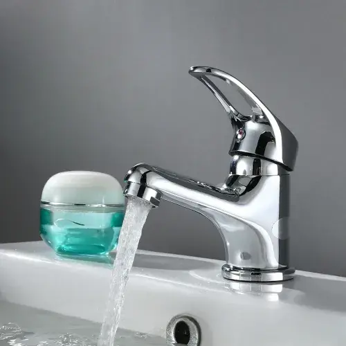 MYNAH Sink Faucet with Hot and Cold Water, Deck Mounted Basin Mixer Chromed Faucet for Bathroom. Ideal for Face Wash Tap and Basin Faucet Applications.