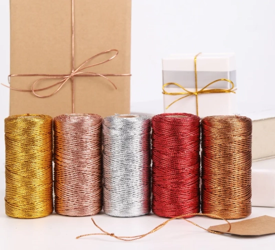 1.5mm 100m gold/silver cord for gift packaging, jewelry making, lanyards, and DIY bracelets. Ideal for Christmas home decor.