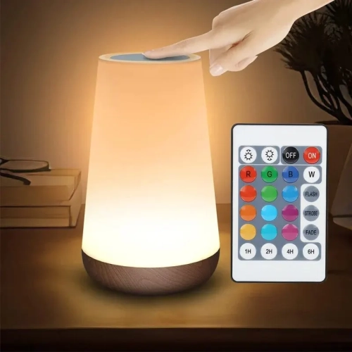 Innovative wooden-patterned night light with remote control. Touch-sensitive for creative lighting in bedrooms and bedside areas, creating a colorful atmosphere.
