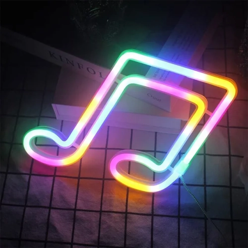 LED Neon Sign Lights - USB/Battery Powered, Perfect for Party Wall Art Decor in Rooms, Bars, or as Musical Note Night Lights