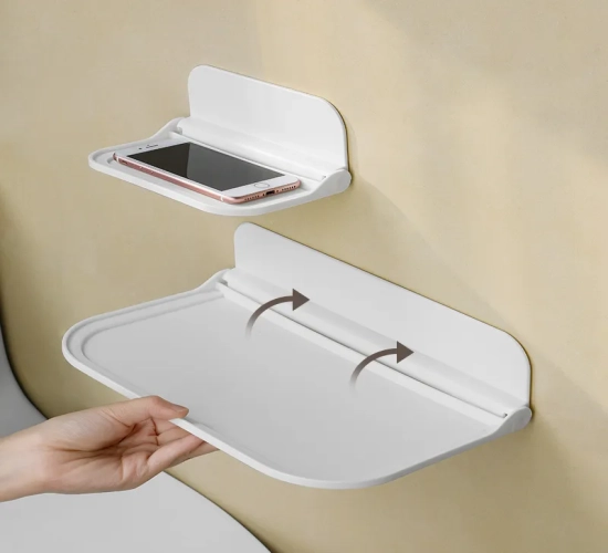 Wall-Mounted Plastic Floating Shelf for Household Bathroom, Toilet, Towel, and Clothes Storage Rack
