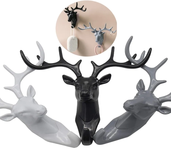 American Style Antler Home Decoration: Creative Deer Head Wall Hook with Wall Shelving – Unique and Personality-infused Wall Key Holder"